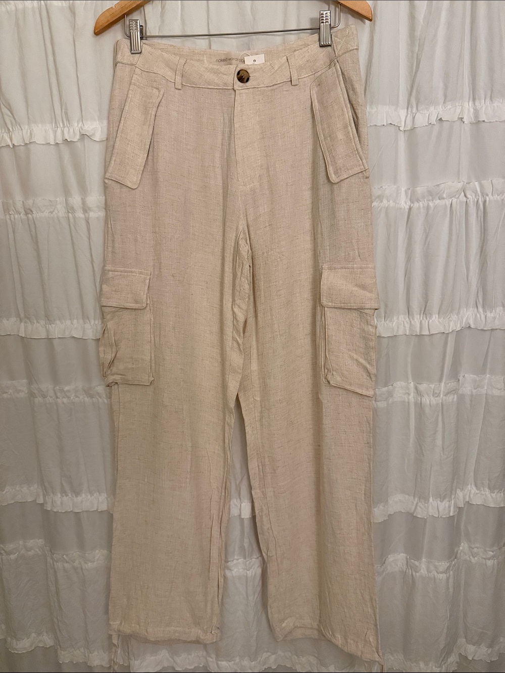 naked wardrobe Cream Wide-Leg Cargo Pants